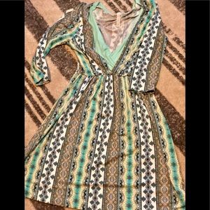 Faux wrap dress, mint and navy blue!